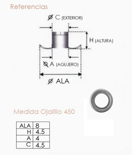 Ojalillos Eyelets Metalicos X 100 Unidades Dorado 1