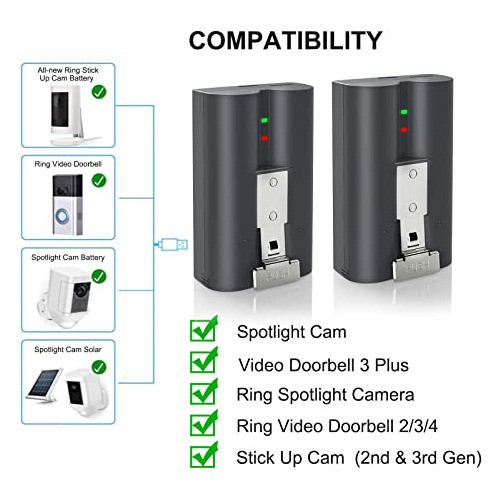 Batería Recargable 6040 Mah Compatible Ring Video 2 Unidades 1