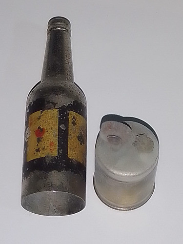 Botellita Metal Naipes Miniatura Germany Botella Encendedor 0