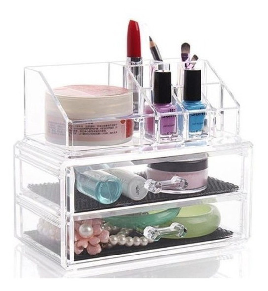 Acrílico 2 Cajones Cosméticos Organizador Vitrina Almacenami 0