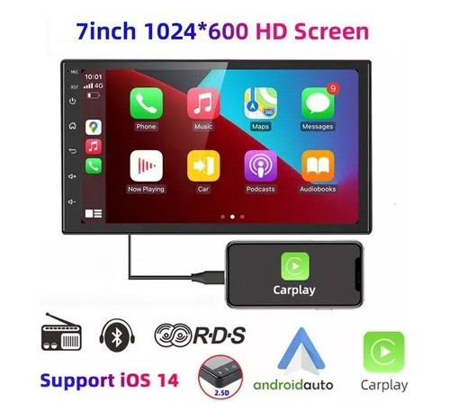 Estereo Doble Din 7'' Multimedia Mp5 Carplay Android Auto 1