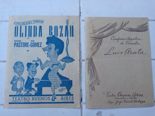 2 Programas Del Teatro Bs. As. O.bozan Pastore Gomez - Arata 0