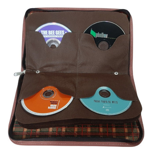 Porta Cd/dvds 40 Discos - Couro Legítimo - Cor Uva 1