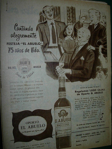 Publicidad Clipping Bebidas Oporto El Abuelo 75 Años Botella 0