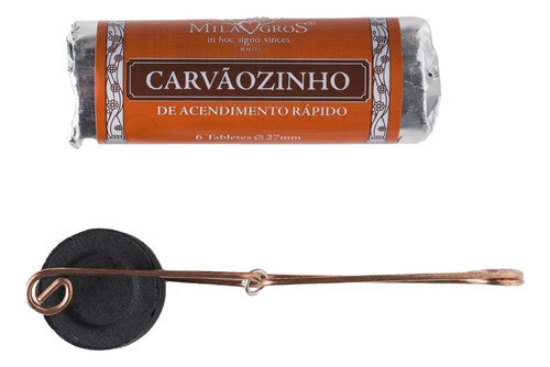 Caixa Carvão Milagros 27mm 18 Pastilhas P/ Incenso + Pinça 1