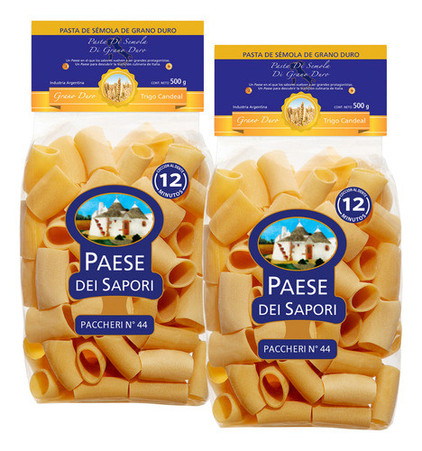 Fideos Paccheri Nº 44 Paese Dei Sapori 500gr. Pack X2 0