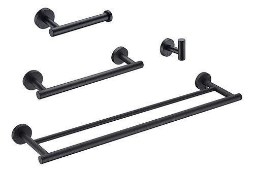 Hoooh Matte Black 4-piece Bathroom Accessories Set Stainless 0