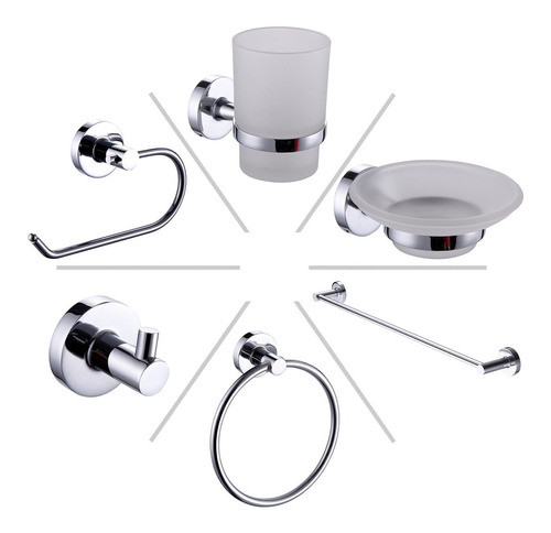 Set Accesorios Baño Linea 12000 6 Piezas Metalicas Peirano 0