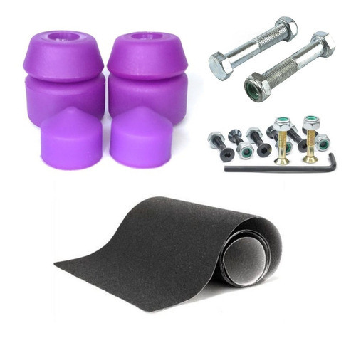 Kit Reparo Amortecedor Skate+ Parafuso Central+ Allen + Lixa 0