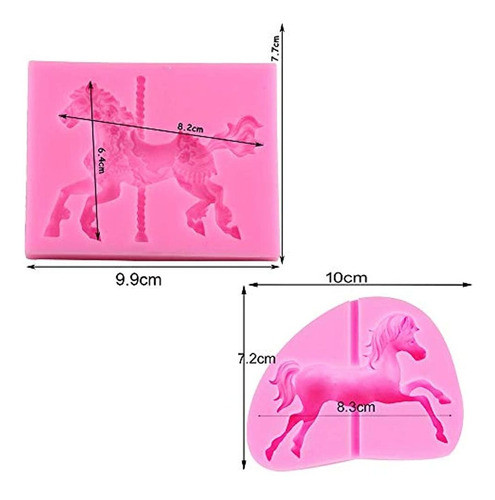 2pcs / Set Carrusel Caballo Silicona Cake Fondant Moldes Mer 1
