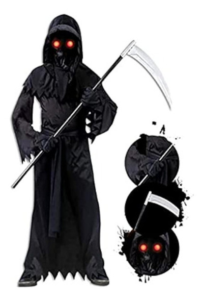 Woochic Grim Reaper Costume For Kids, Scary 0