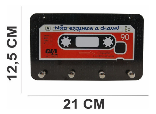 Porta Chaves Decorativo Madeira Mdf Fita K7 Retrô 1