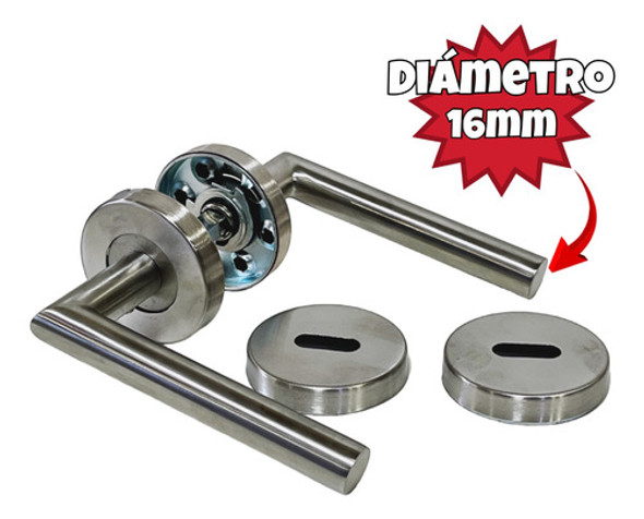 Manija Picaporte Recto 16x115 Puerta A Inoxidable Retroceso 0