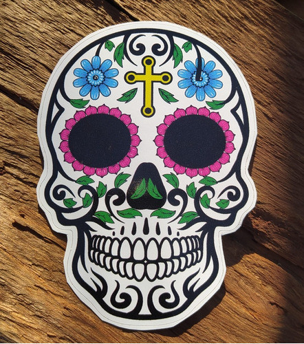 10 Calcomanías 10cm Calaveras Catrinas Mexicanas Cráneo Flor 0