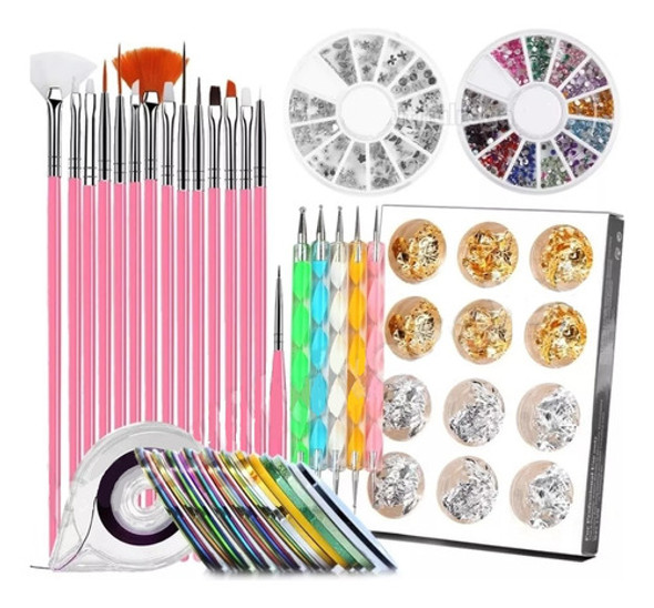 Kit Decoración Uñas Pinceles Strass Cintas Dotting Oferta 0 Kit Decoración Uñas Pinceles Strass Cintas Dotting Oferta 0