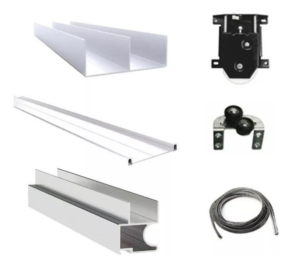 Kit Integral Frente Placard Corredizo 2mts Aluminio Hafele 0