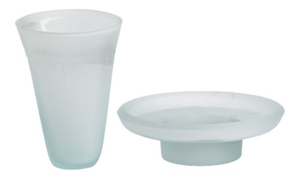 Set Repuesto Jabonera  Y Vaso Vidrio Esmerilado 0