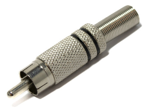 Ficha Conector Plug Rca Macho Negro Metalico Resorte X1 0