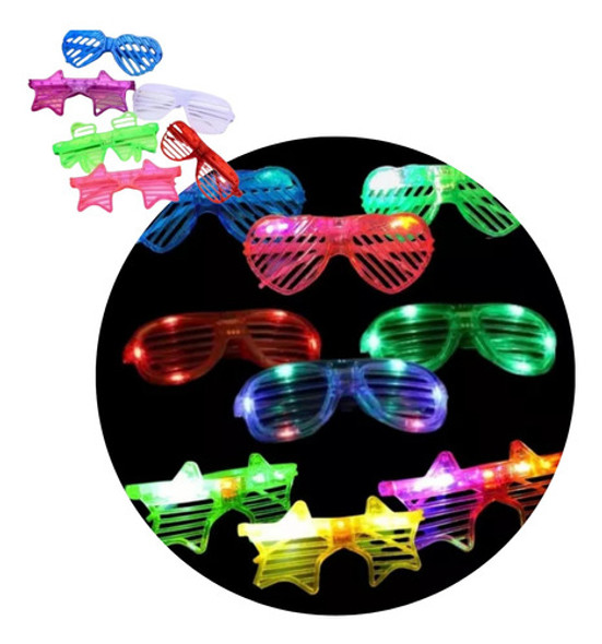 Anteojos Led Flogger Rayas X10 Lentes Led Cotillon Luminoso 0