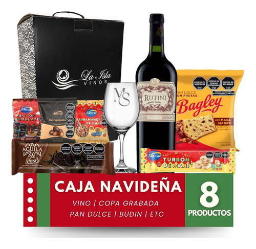 Caja Navideña Rutini Copa Grabada Logo Empresa Regalo 0