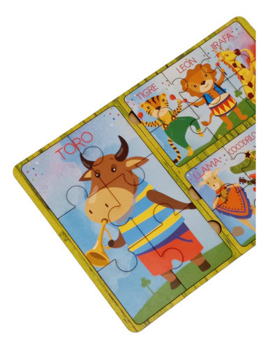 Rompecabezas Animales Musicos 3 Puzzles 6 Piezas Madera 1