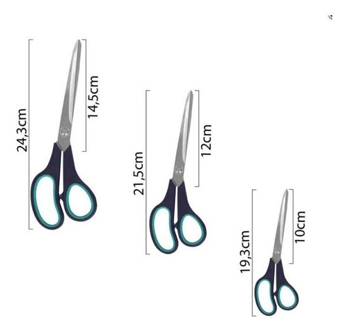 Kit Tesoura 03 Medidas Universal Costura-  Alta Qualidade* 0