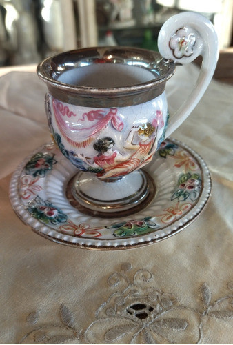Xícara Café Porcelana Capodimonte Antiga Italiana 0