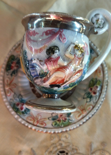 Xícara Café Porcelana Capodimonte Antiga Italiana 1