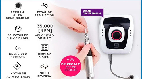 Torno Profesional 35000r 30w Pedal Uñas Manos Píes Manicuria 1