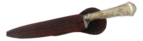 Puñal Plata Y Oro Con Vaina De Cuero De 16 Cm 0