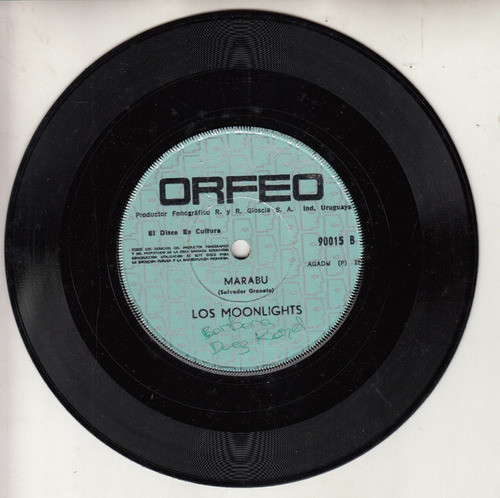1970 Simple Vinilo Los Moonlights Uruguay Marabu Orfeo 90015 1