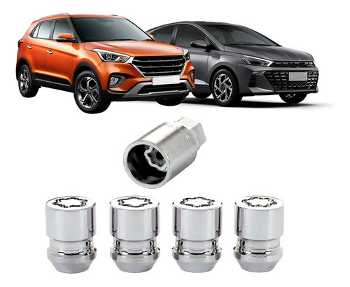 Porca Parafuso Trava Antifurto Rodas Para Hb20 Creta Tucson 1