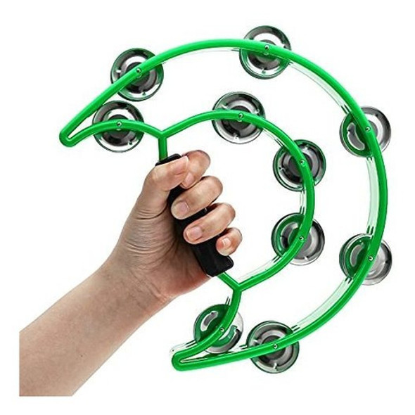 Pandereta De Doble Fila Con 20 Pares De Sonajas - Verde 1