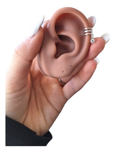 Aros Cuff Con Dije Piedra Cubic Plata 925 0