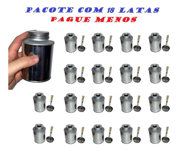 18 Lata Tampa Rosca Pincel 250ml Colas Tintas Artesanato Po 0