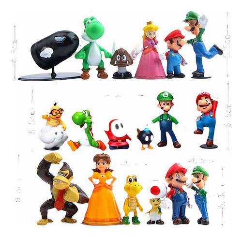 Figuras De Acción De Super Mario Bros De 18pcs Juguetes Para 0