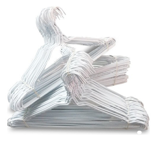 Perchas De Alambre Forrado Blancas Caja X 250 U. Ecologicas Tintorerias Resistentes 0