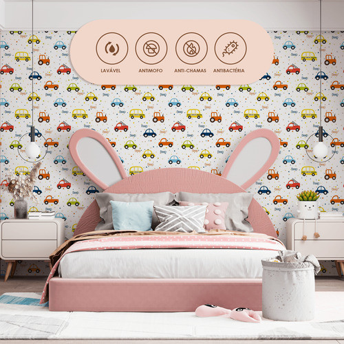 Papel De Parede Adesivo Carrinhos Quarto Infantil Beep 18m 1