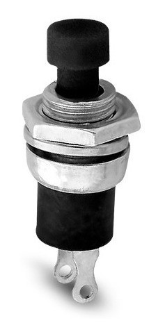 20 Pulsadores Mini Normal Abierto Cuello Plastico Negro 0