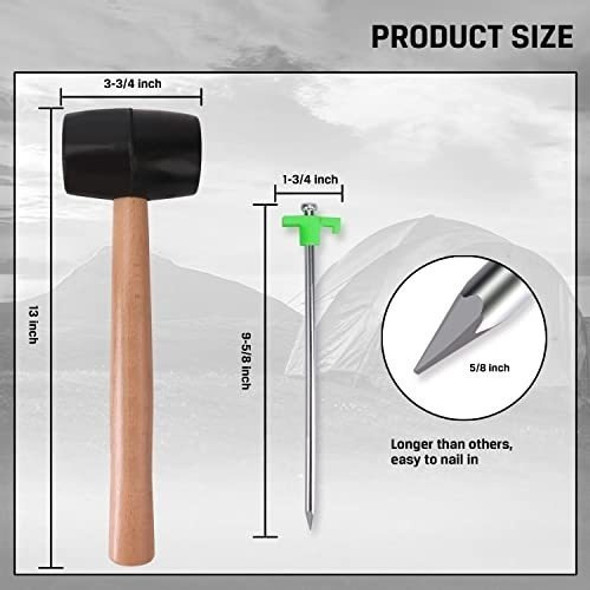 Estacas Para Carpas, Galvanizadas + Mazo De Goma - Pack 10u. 1 Estacas Para Carpas, Galvanizadas + Mazo De Goma - Pack 10u. 1