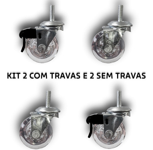 4 Jogo Rodas Roda 50mm 2 C/t  2 S/t Para Camas Com Parafusda 1