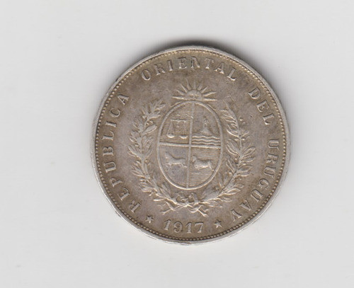 Moneda Uruguay 50 Centesimos Año 1917 Plata Excelente 0