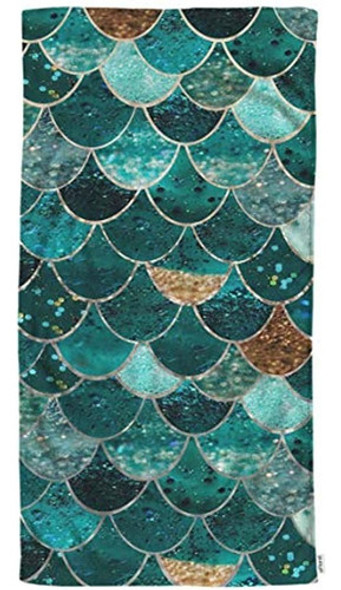 Ofloral Mermaid Scale Toallas De Mano Toallitas De Algodón, 0