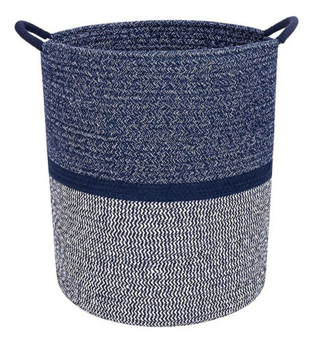 Cesto Para Ropa Sucia Gran Capacidad Algodon Navy - 37x30 0