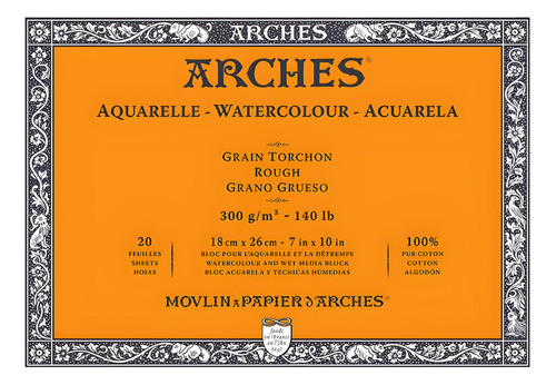 Bloco Arches Aquarelle 300 G/m² Grão Rugoso 18x26cm Branco 0