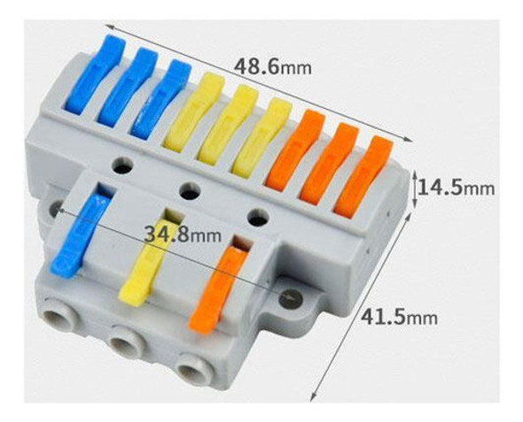 Bornera Empalme Rapido Presion 3 A 9 Vias 0.08 A 2.5mm2 1
