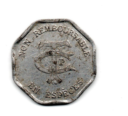 Ficha De Transito Francia Paris 20 Centimes Año 1923 Alumini 1