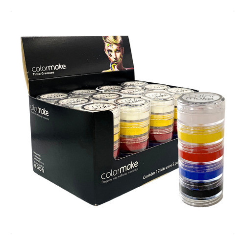 Caixa Com 12 Kit Tinta Facial Artistica Color Make 5 Cores 0