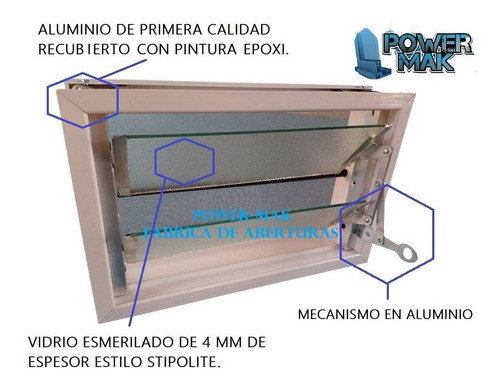 Ventana Ventiluz Baño 60x36 Mecanismo 100% Aluminio Aireador 1