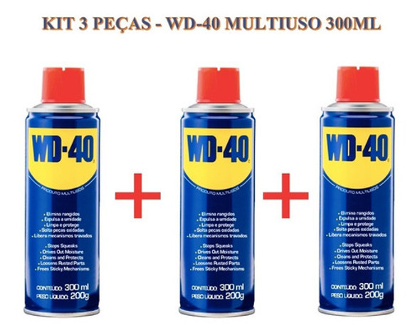 Kit 03 Wd40 Spray Multiuso Lubrificante Desengripante 300 Ml 0